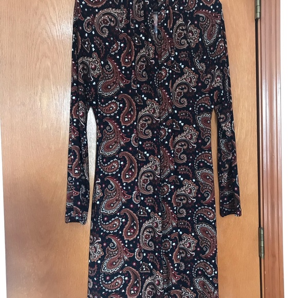 NWOT Tommy Hilfiger Size 16 Paisley Brown High Neck Dress - Picture 2 of 2
